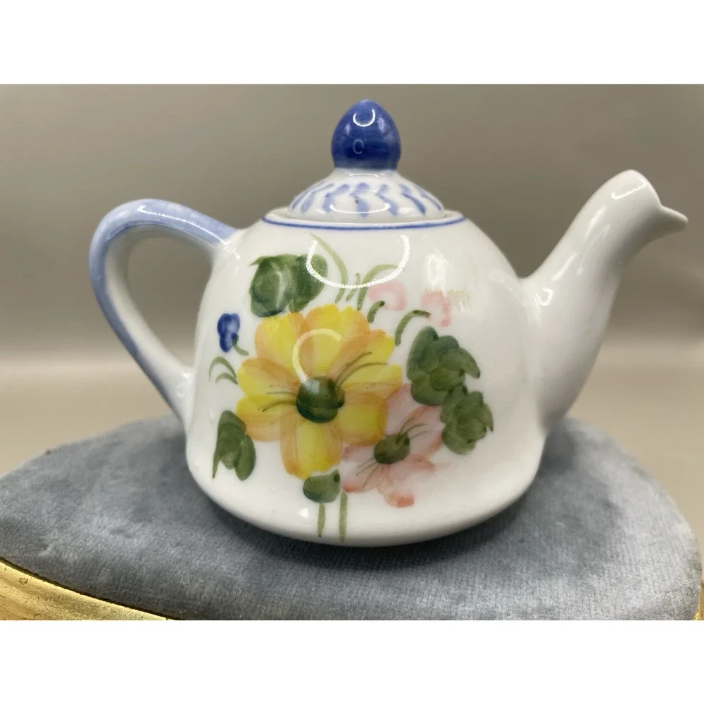 Miniature Hand painted Teapot Andrea By Sadek